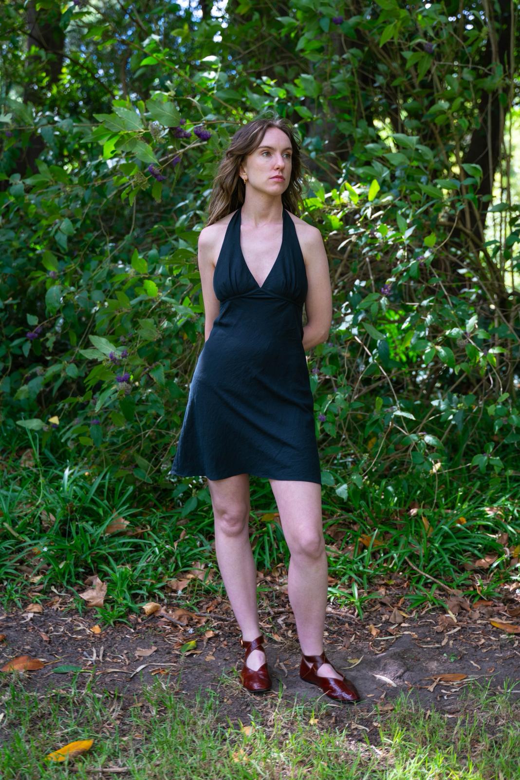 Jasmine Halter Dress - Silk/ Linen Suiting (10)