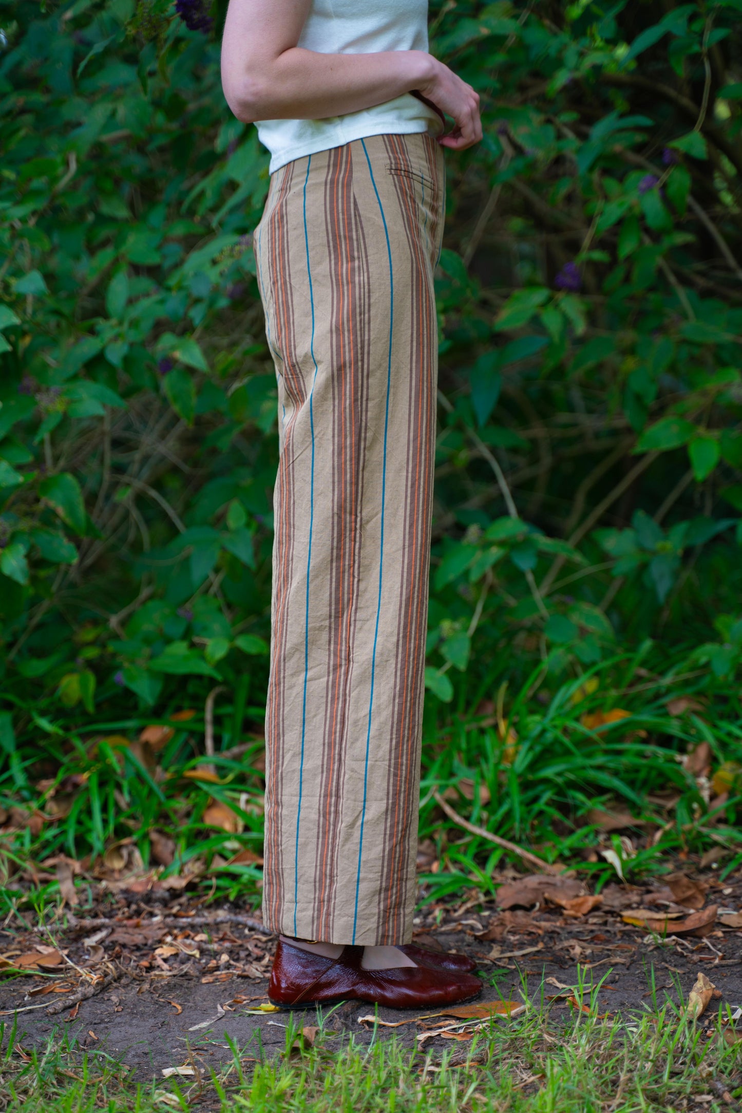 Edie Trouser in Stripe Suiting