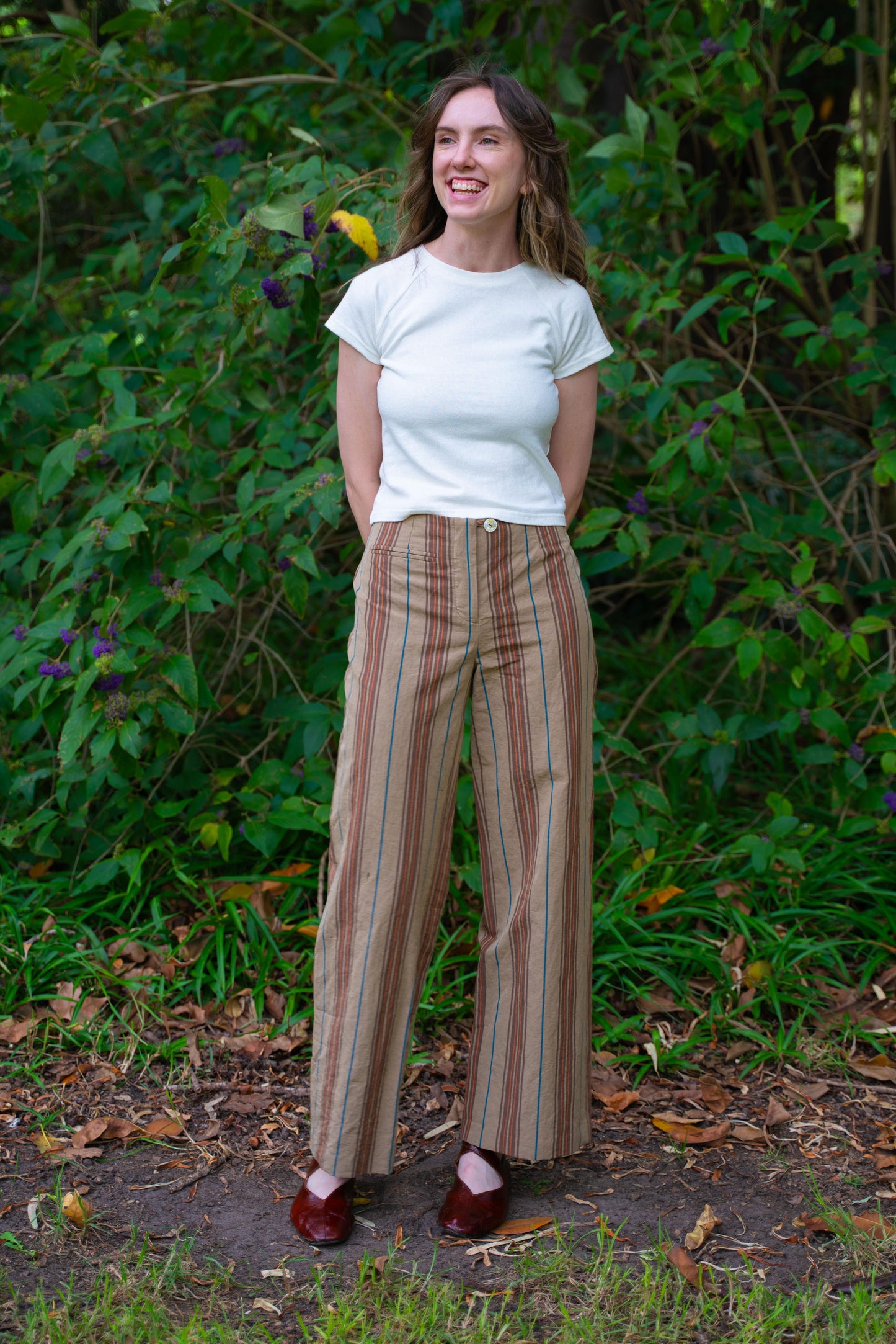Edie Trouser in Stripe Suiting