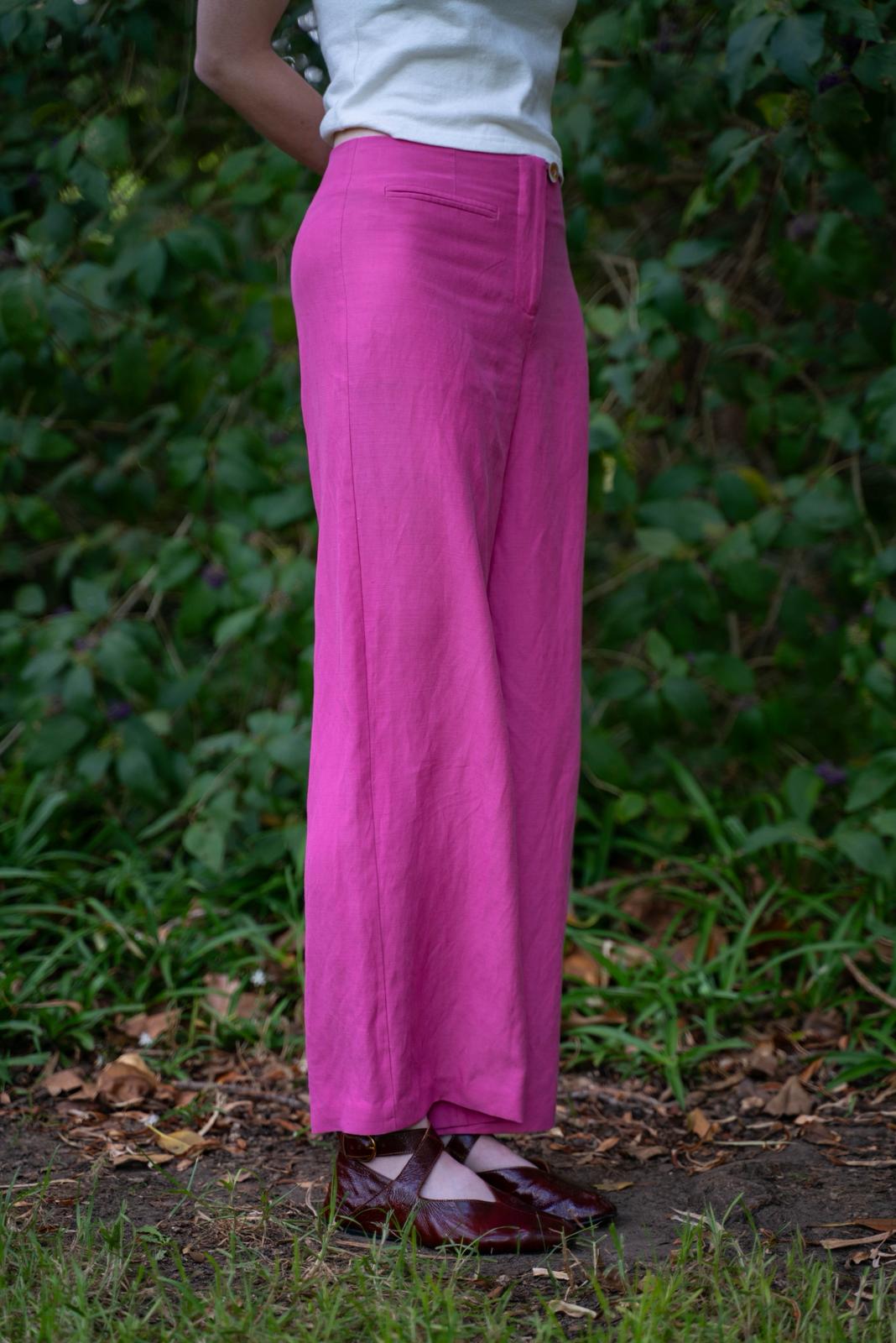 Edie Trouser in Silk/ Linen Suiting