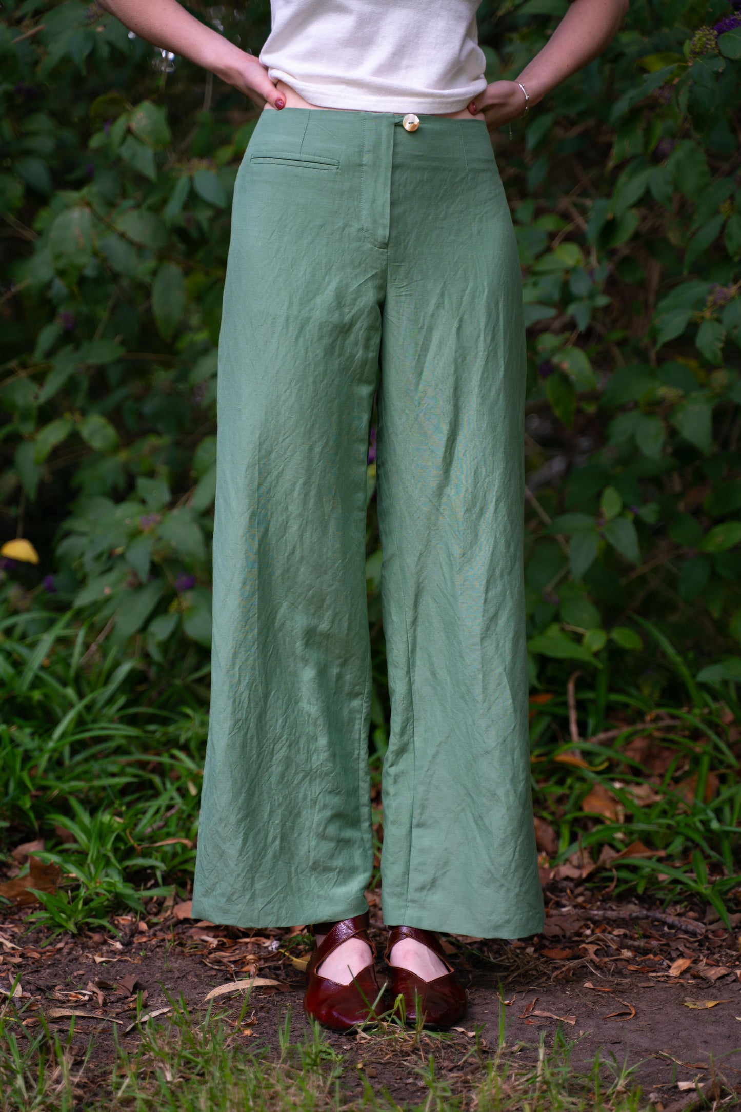 Edie Trouser in Silk/ Linen Suiting