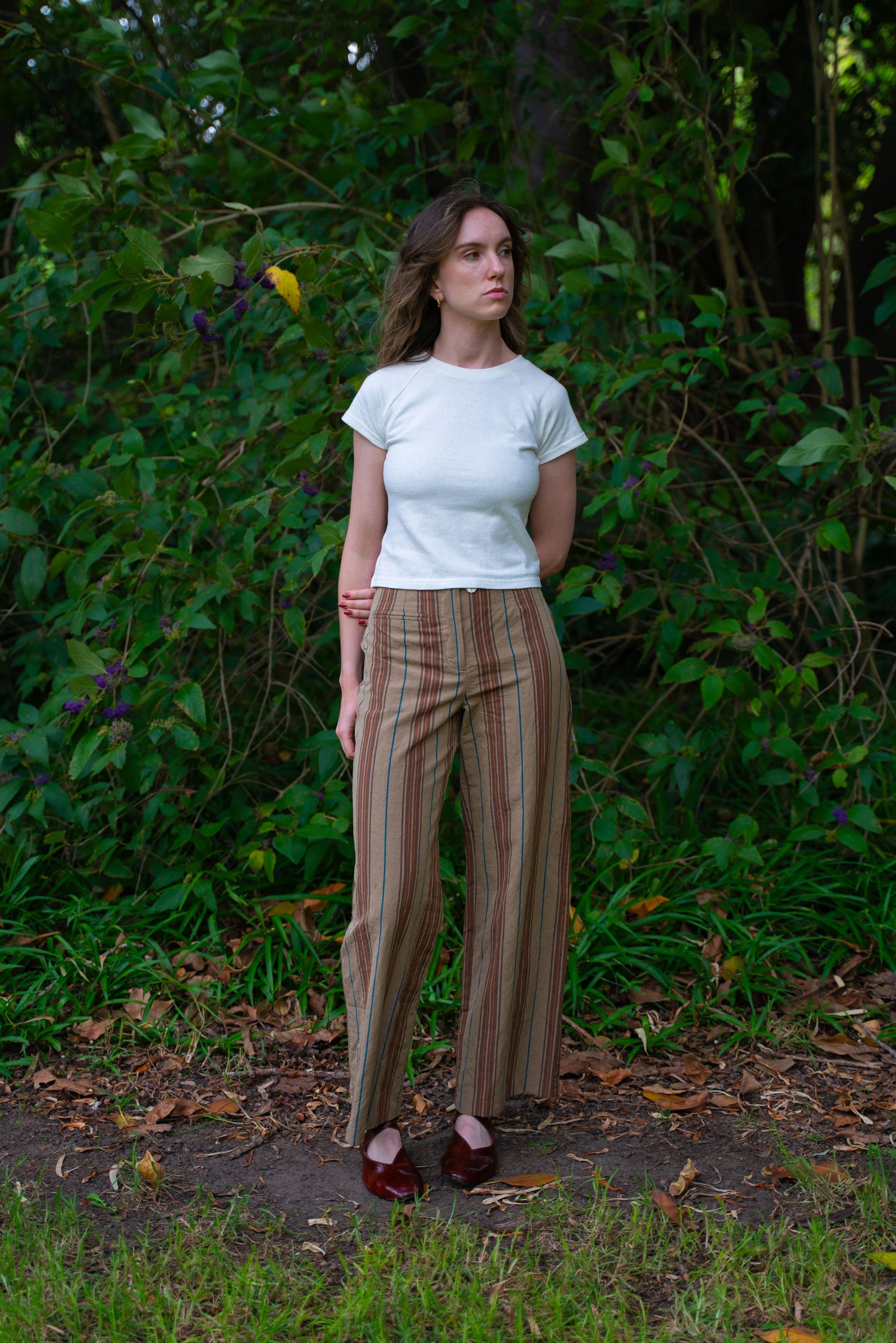 Edie Trouser in Stripe Suiting