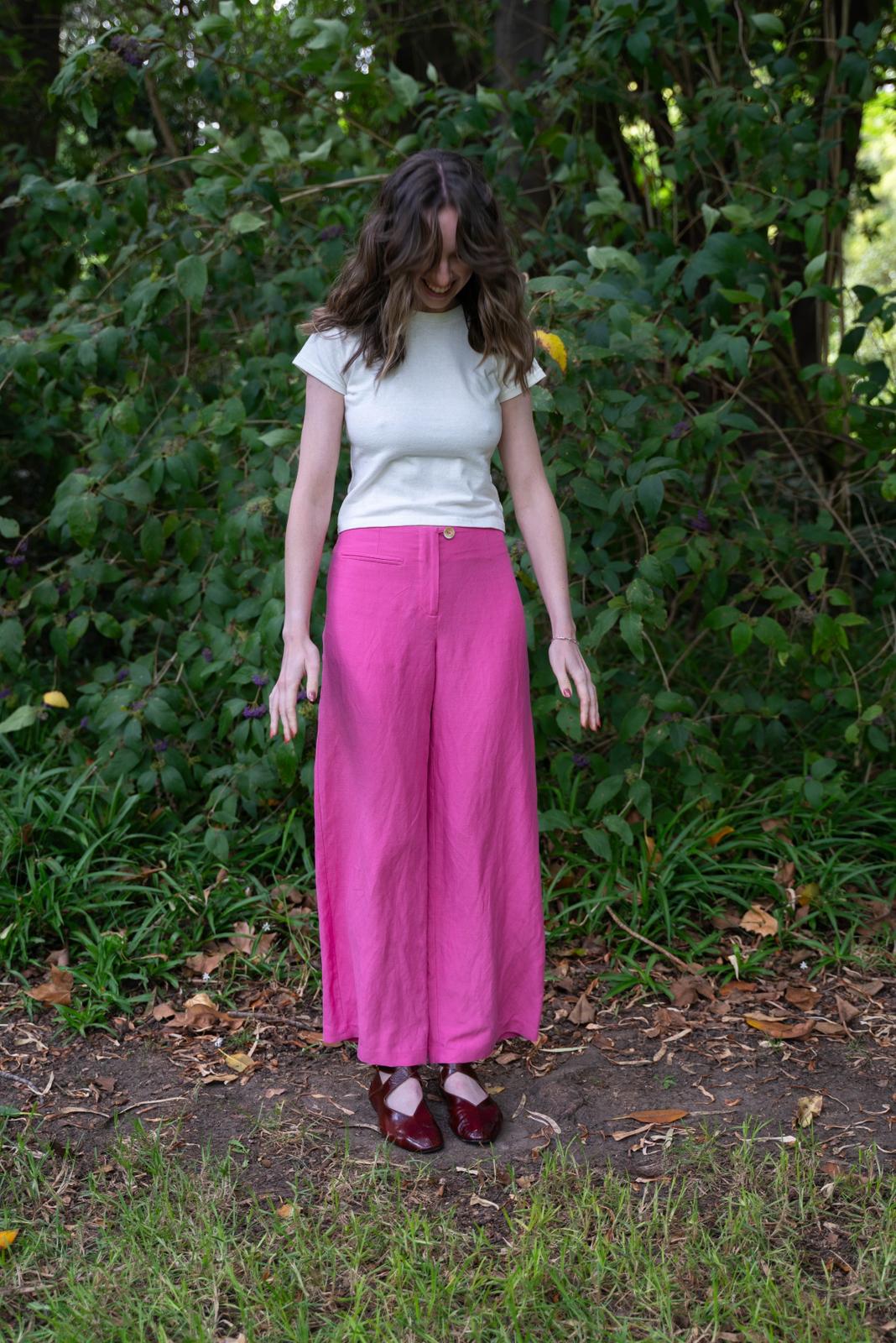 Edie Trouser in Silk/ Linen Suiting