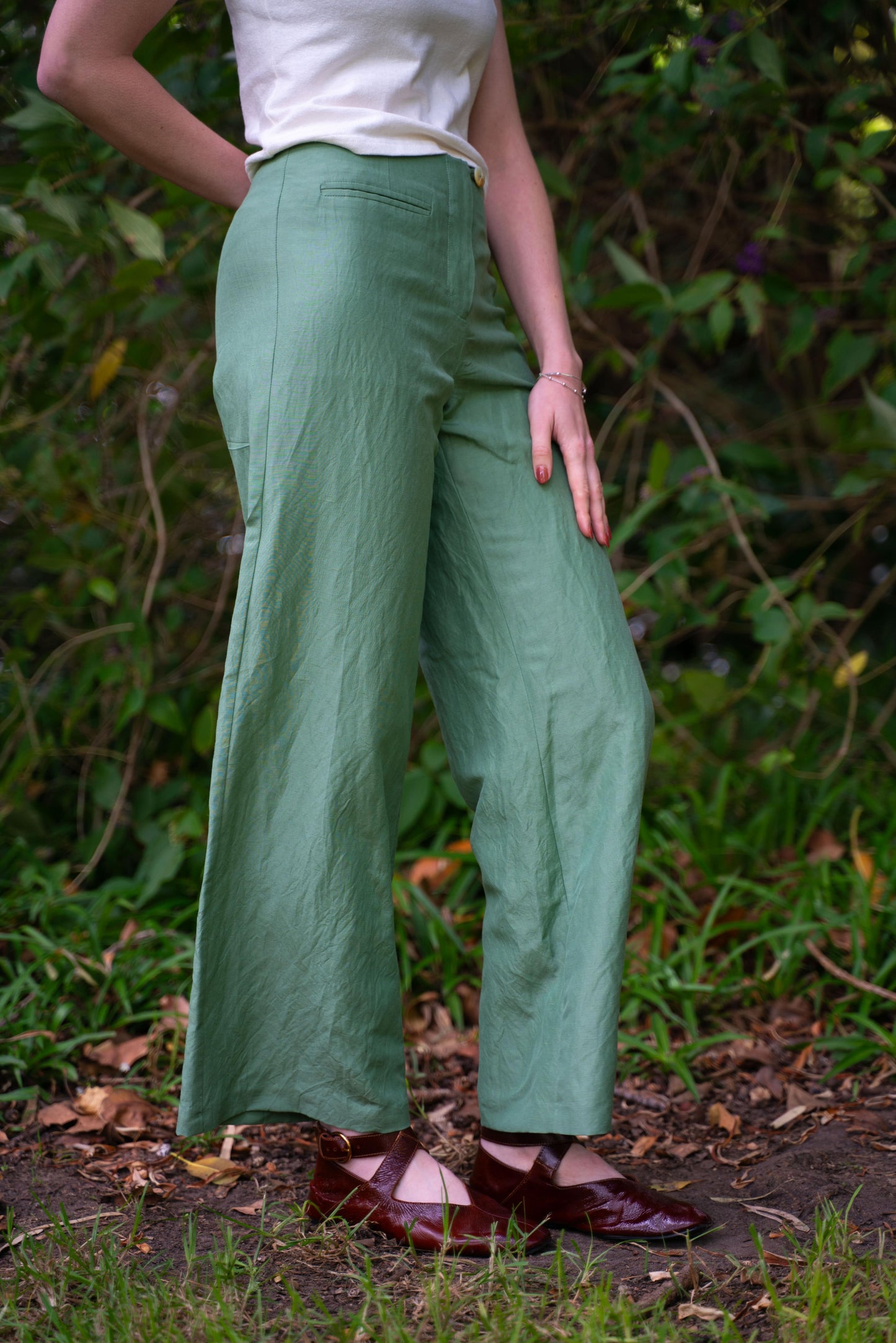 Edie Trouser in Silk/ Linen Suiting