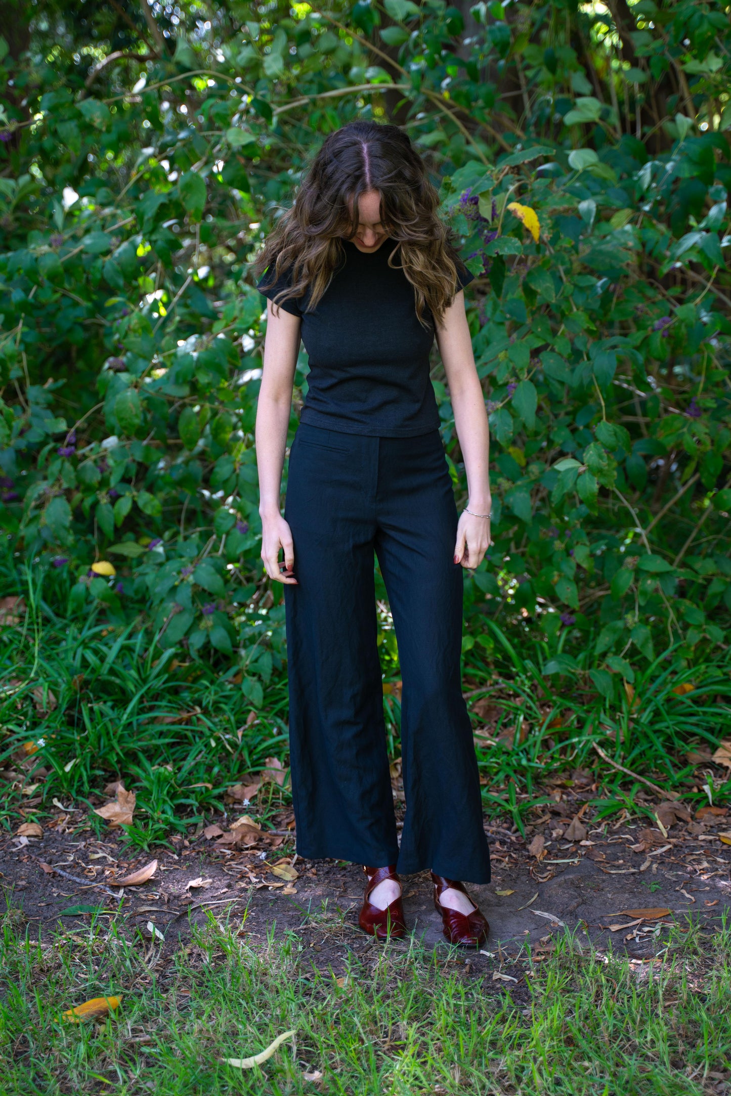 Edie Trouser in Silk/ Linen Suiting