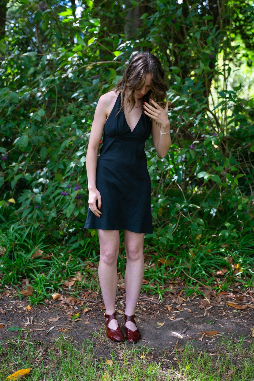Jasmine Halter Dress - Silk/ Linen Suiting (10)