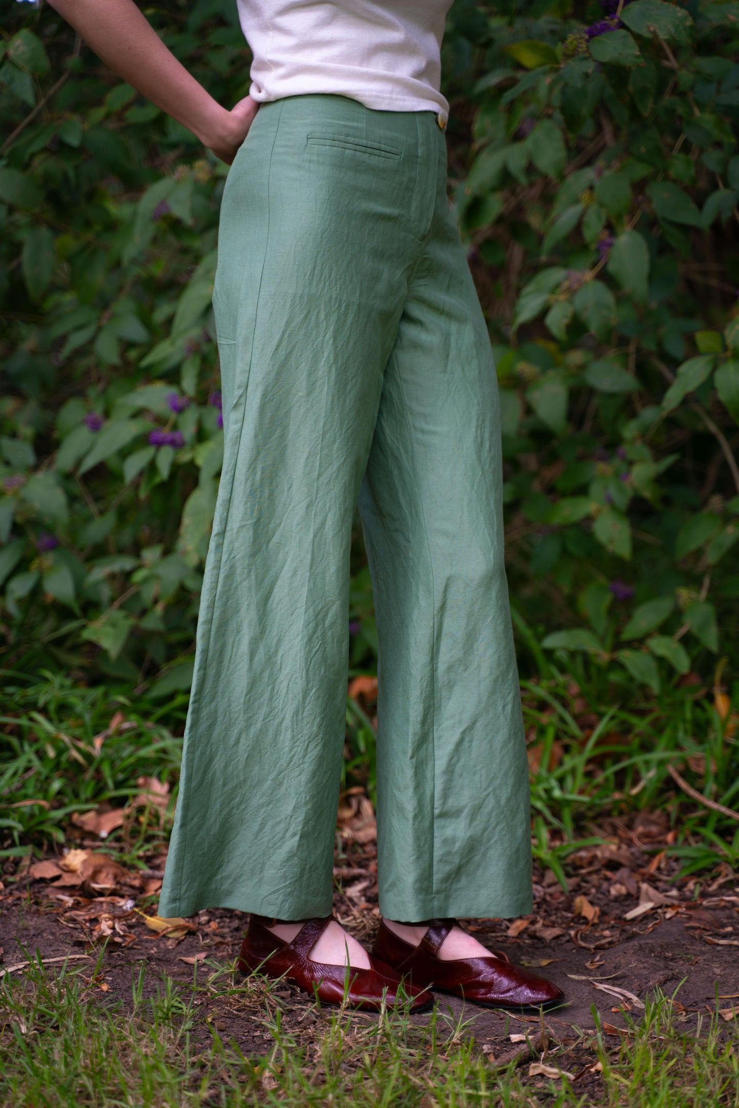 Edie Trouser in Silk/ Linen Suiting