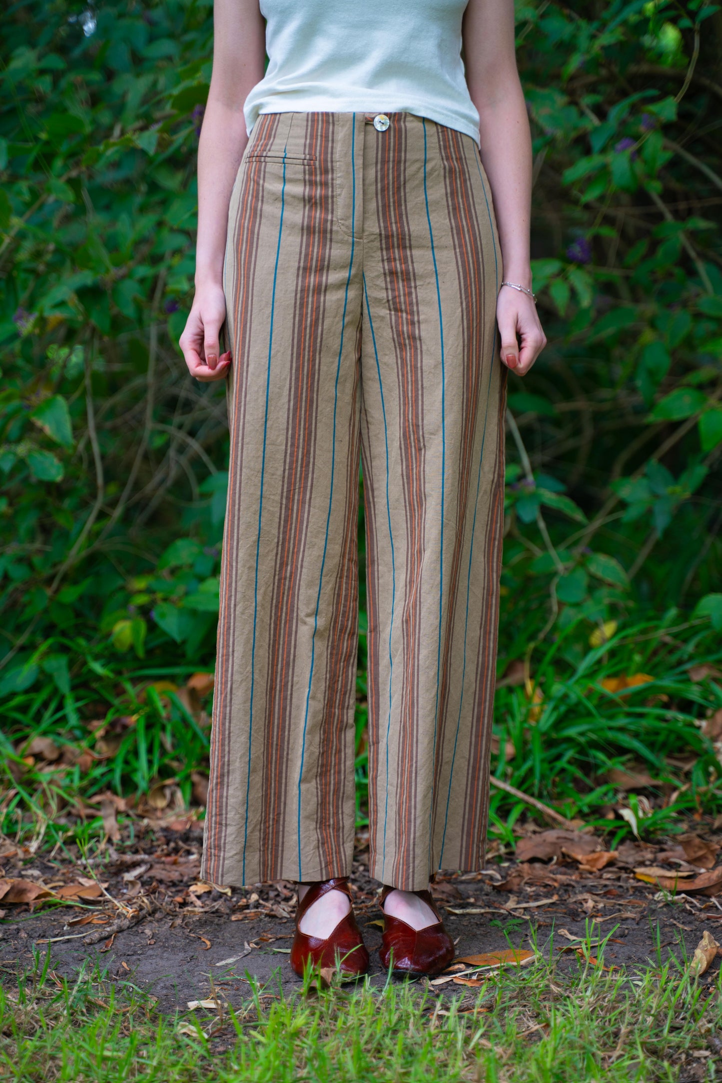 Edie Trouser in Stripe Suiting