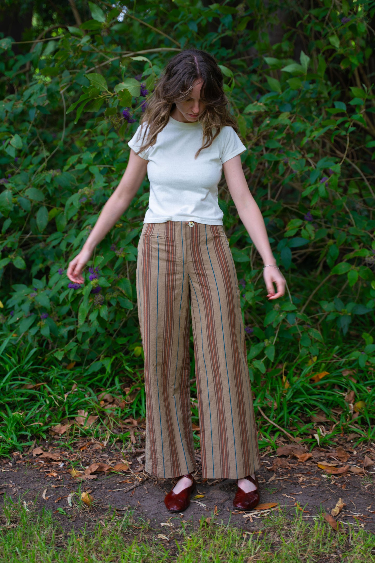 Edie Trouser in Stripe Suiting