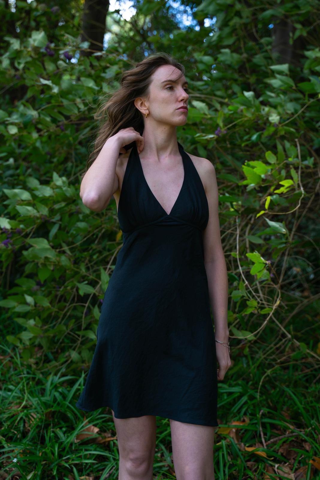 Jasmine Halter Dress - Silk/ Linen Suiting (10)