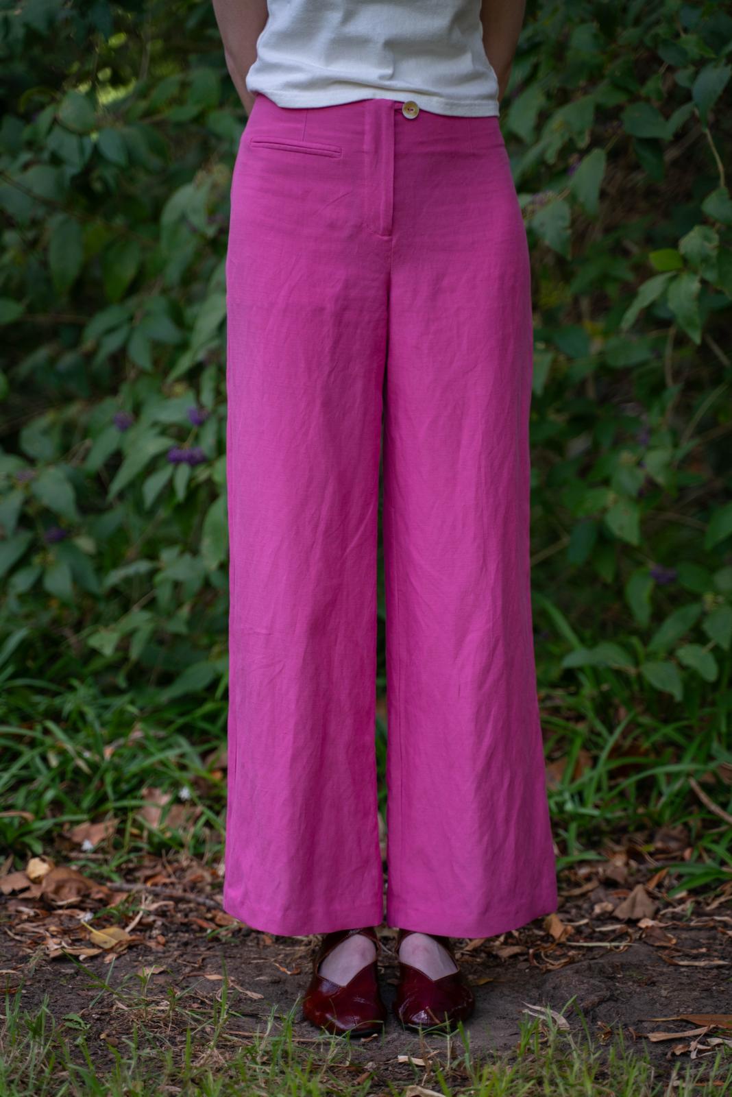 Edie Trouser in Silk/ Linen Suiting