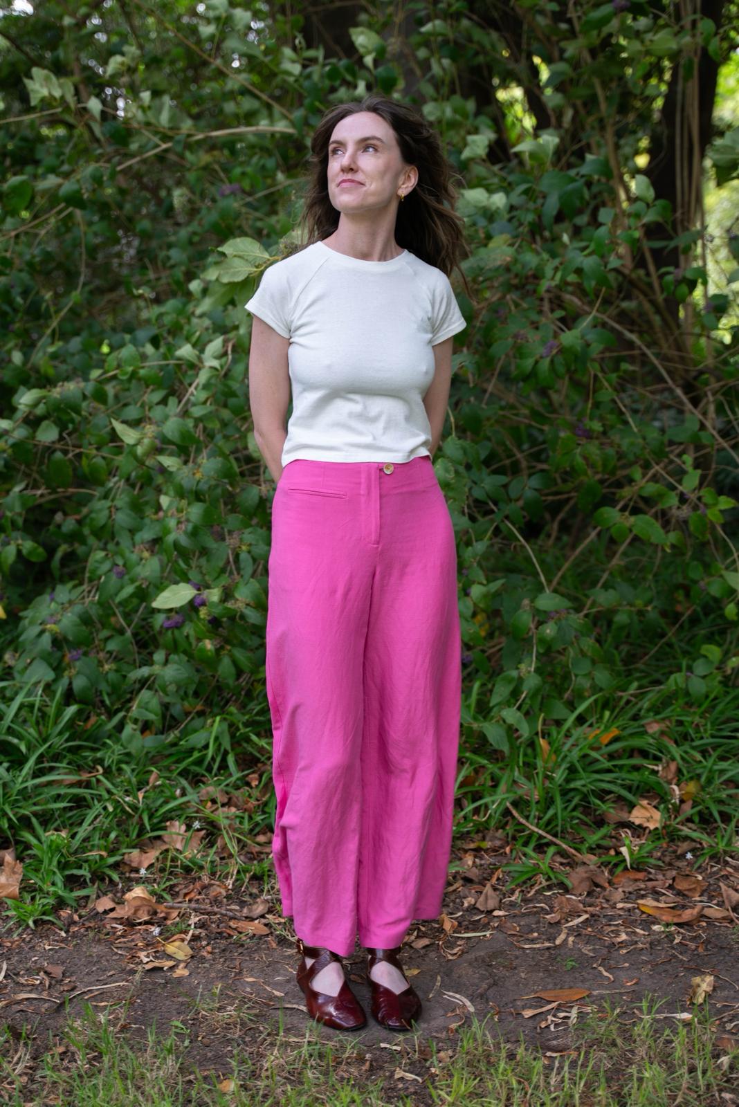 Edie Trouser in Silk/ Linen Suiting