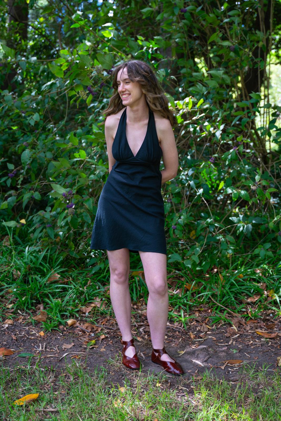 Jasmine Halter Dress - Silk/ Linen Suiting (10)