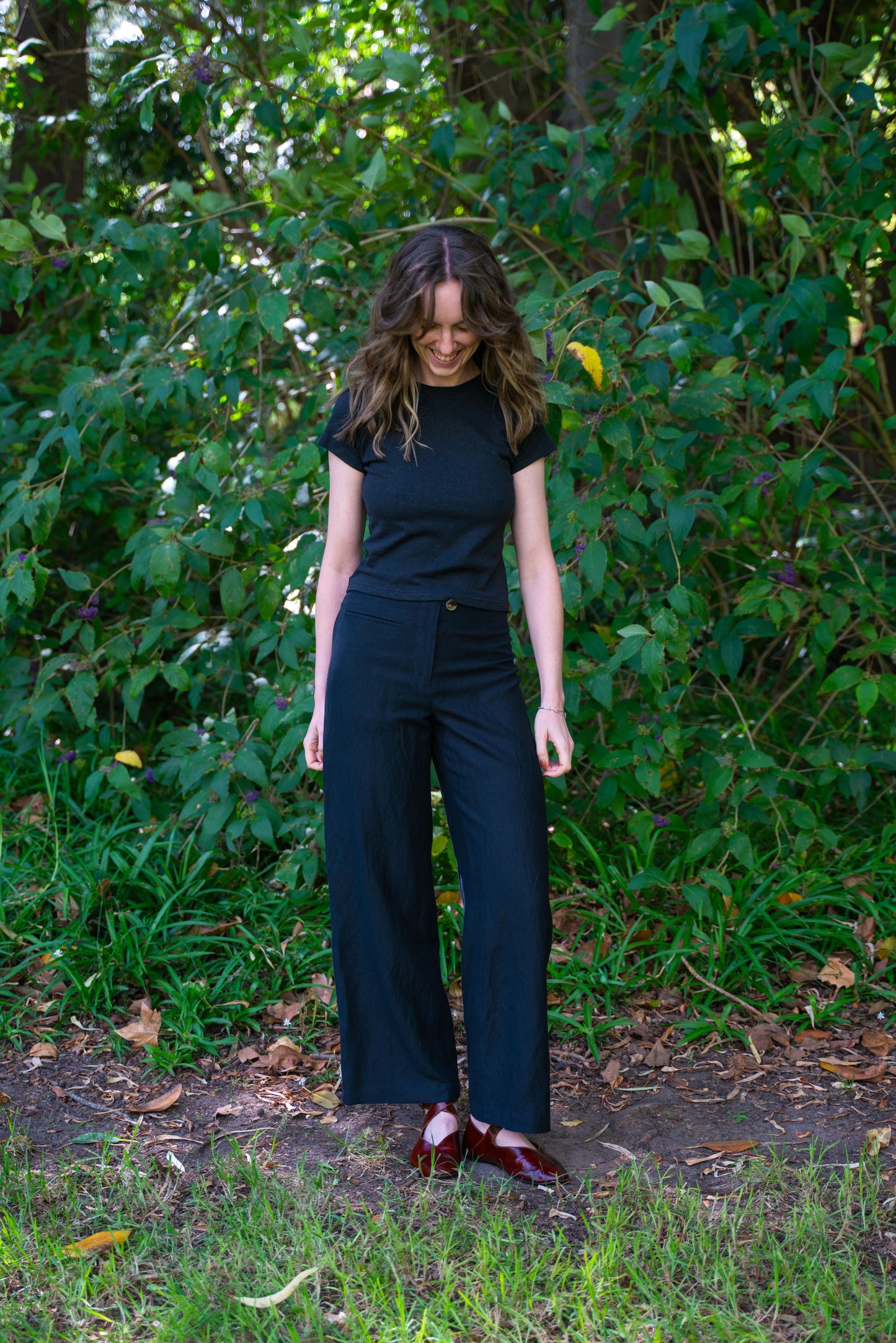 Edie Trouser in Silk/ Linen Suiting