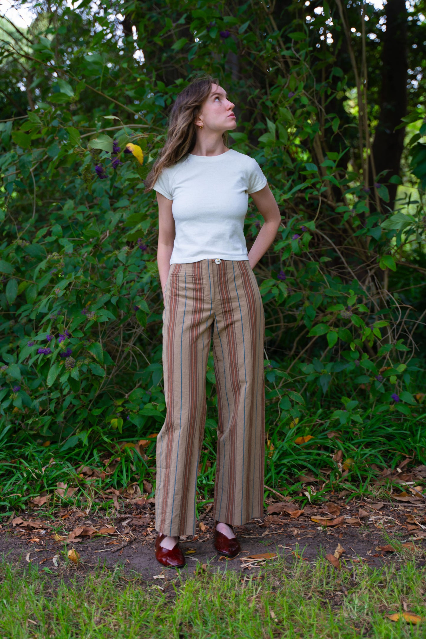 Edie Trouser in Stripe Suiting