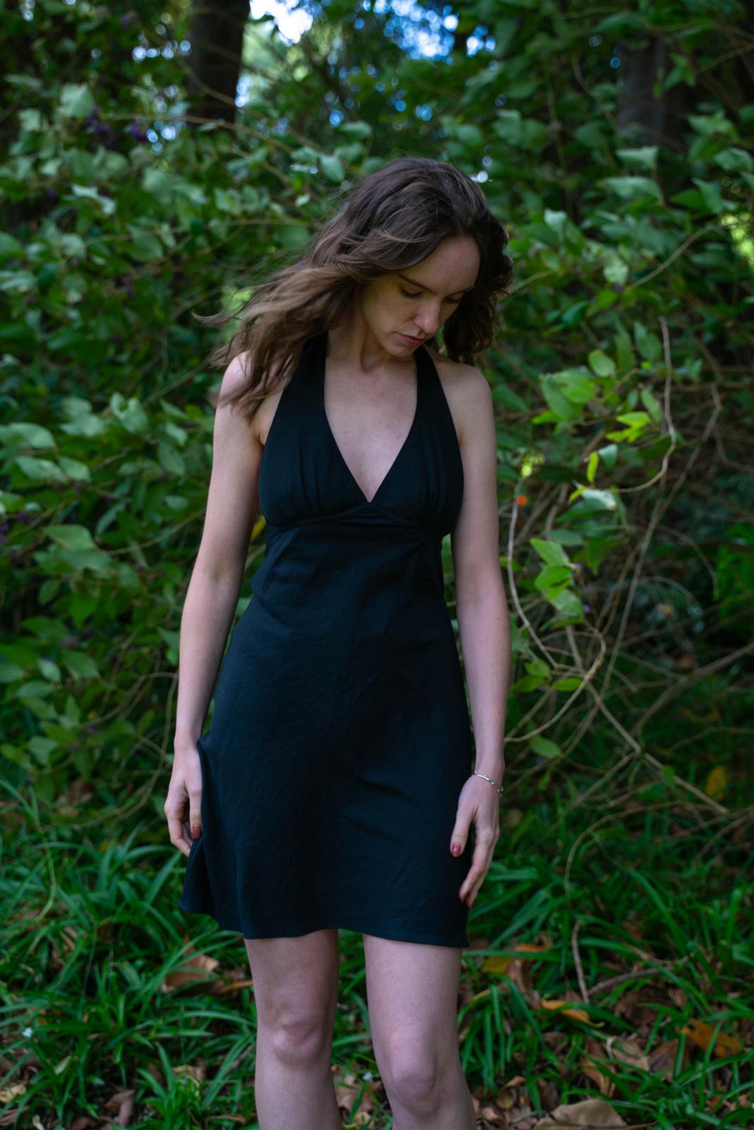 Jasmine Halter Dress - Silk/ Linen Suiting (10)