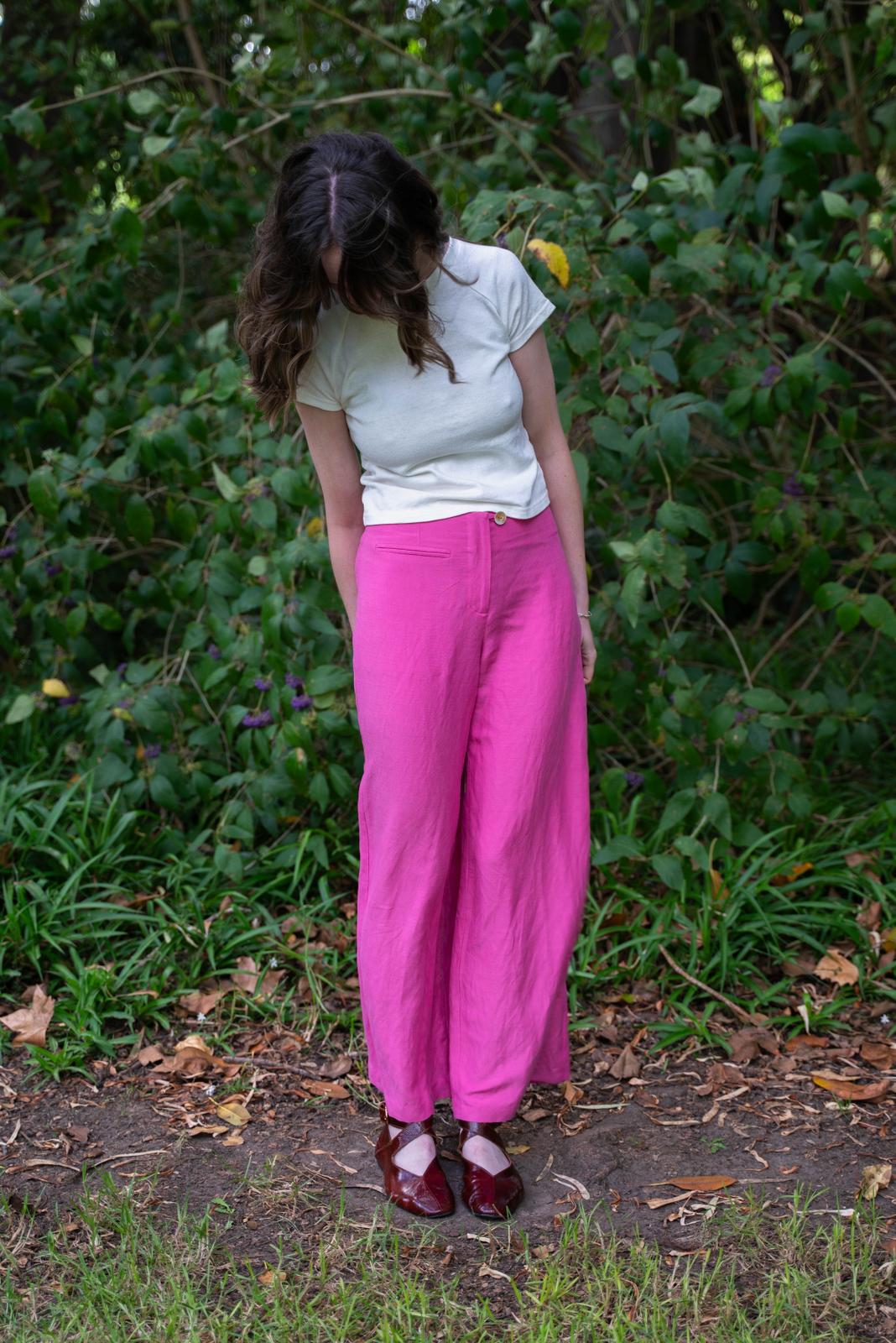 Edie Trouser in Silk/ Linen Suiting