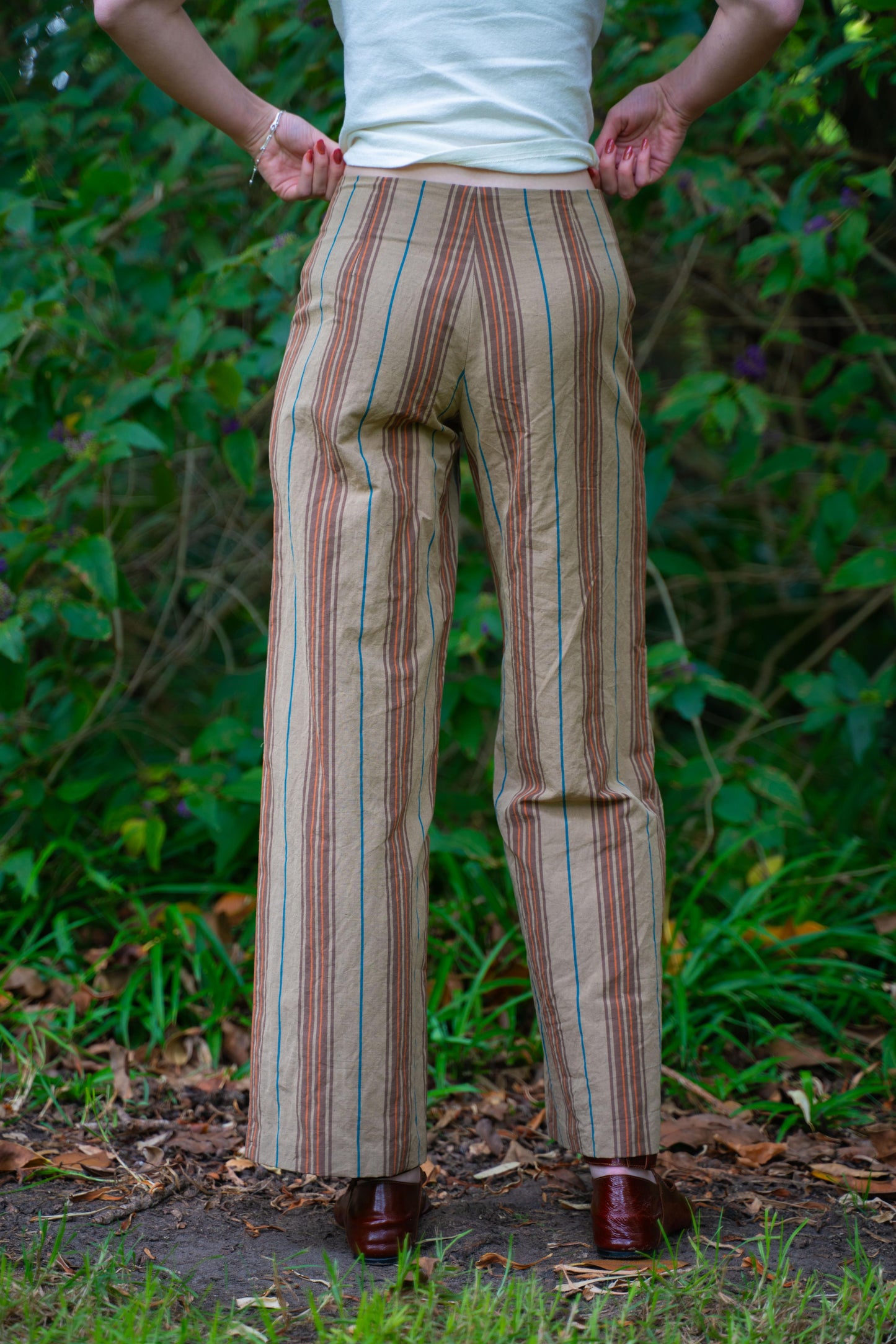 Edie Trouser in Stripe Suiting