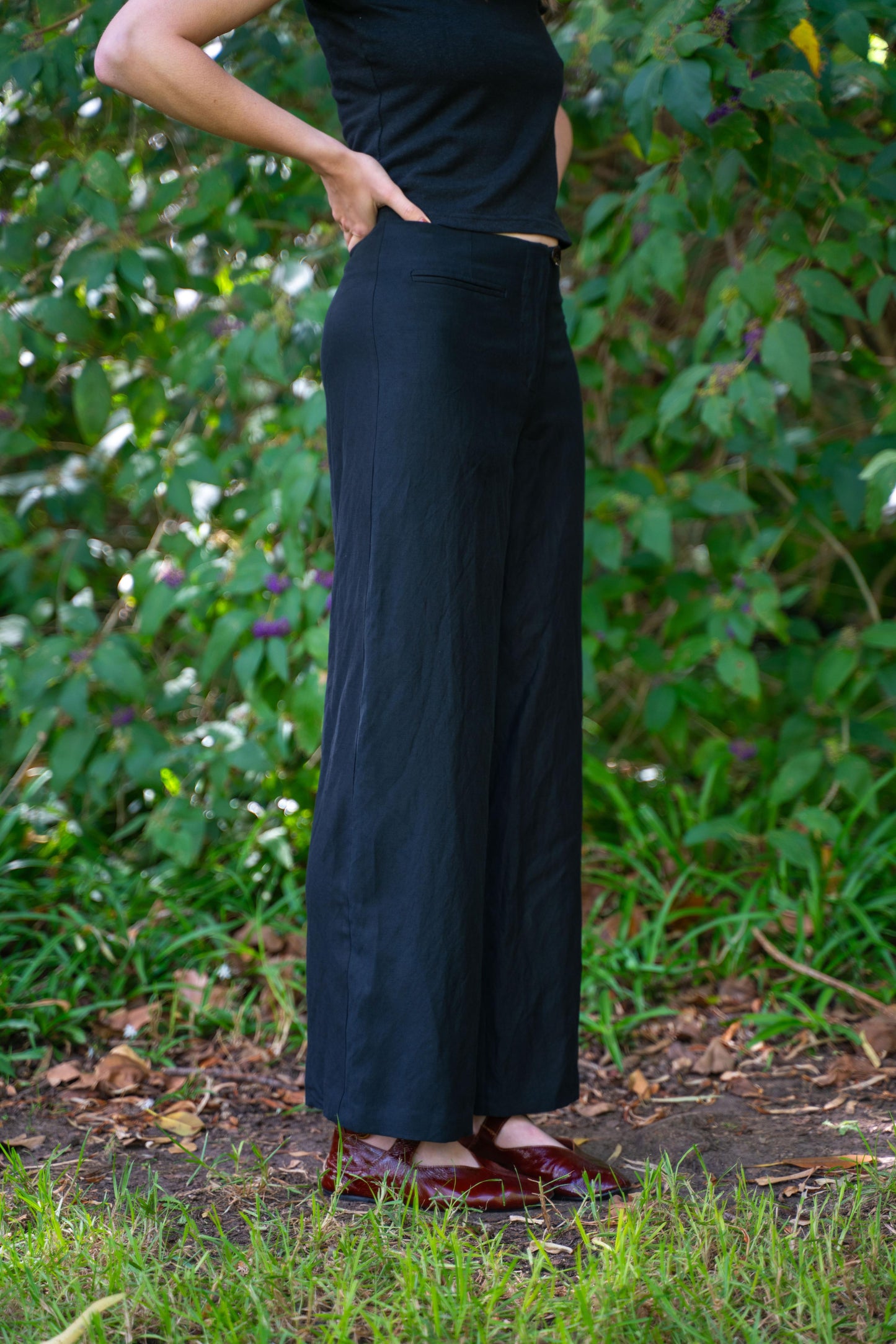 Edie Trouser in Silk/ Linen Suiting