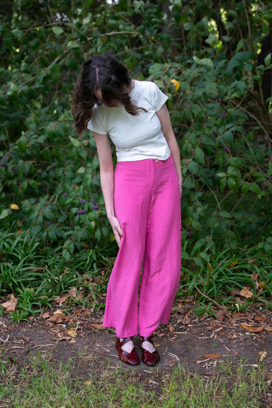 Edie Trouser in Silk/ Linen Suiting