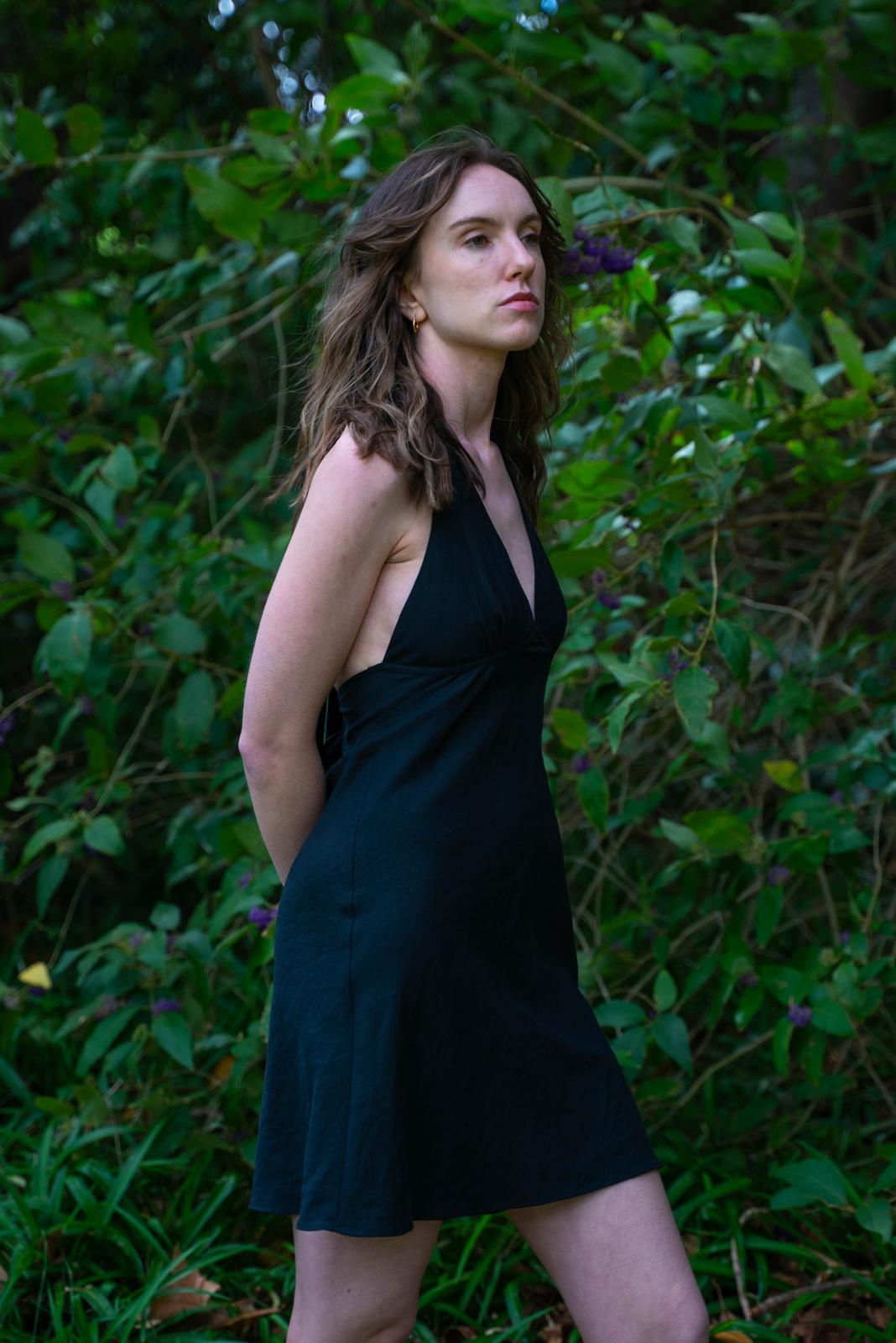 Jasmine Halter Dress - Silk/ Linen Suiting (10)