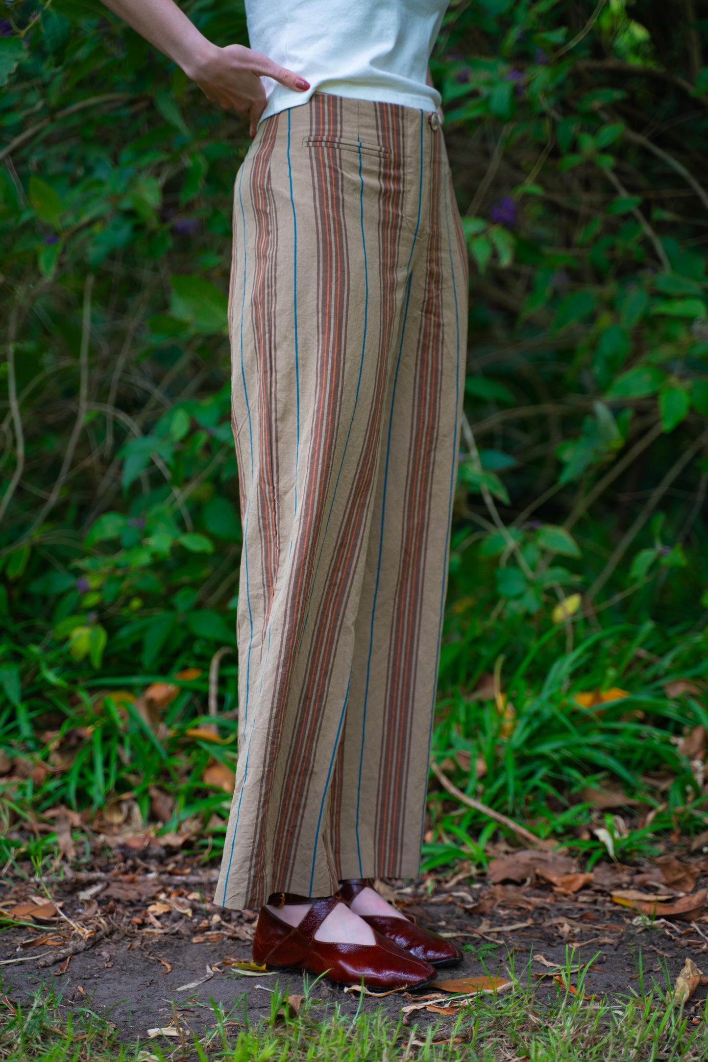 Edie Trouser in Stripe Suiting