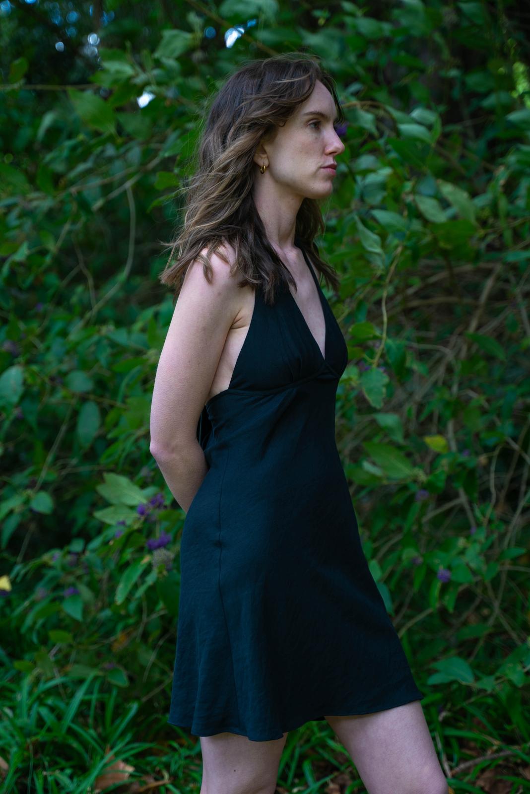 Jasmine Halter Dress - Silk/ Linen Suiting (10)